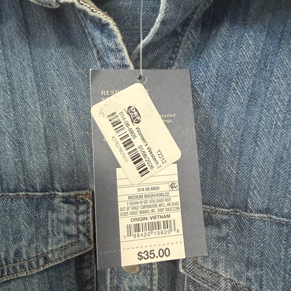 Universal Thread Blue Denim Button-Down Dress, Me… - image 13